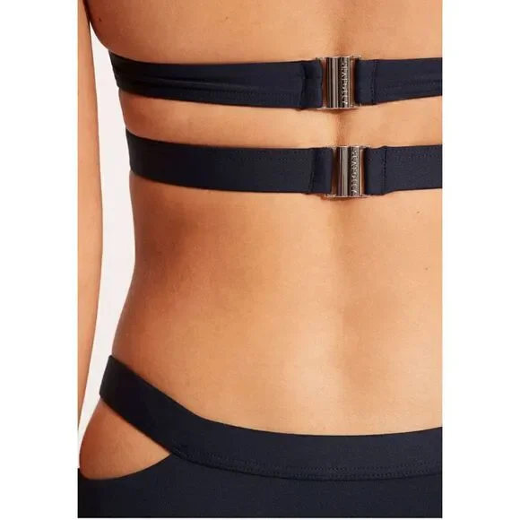 New. SEAFOLLY black strappy bikini set.Small. Retails $176